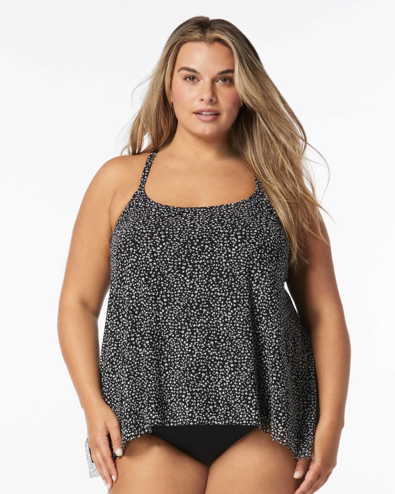 Front of a model wearing a size 34D CURRENT TANKINI in CAST-BLACK by Coco Reef. | dia_product_style_image_id:332700